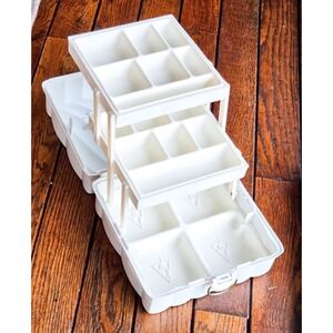 Vintage Sassaby 3-tiered Ivory White Storage Container Box Organizer